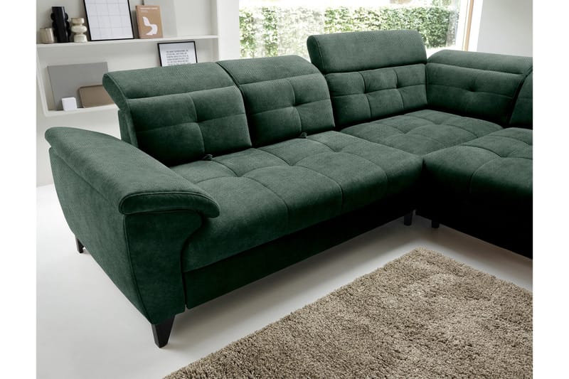 Inferne 5-seter Sofa med Sjeselong - Mørkegrønn - Møbler - Sofaer - Sofaer med sjeselong