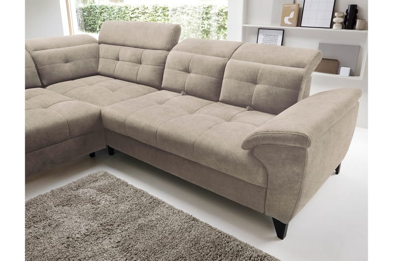 Inferne 5-seters Sofa med Sjeselong - Beige - Møbler - Sofaer - Sofaer med sjeselong