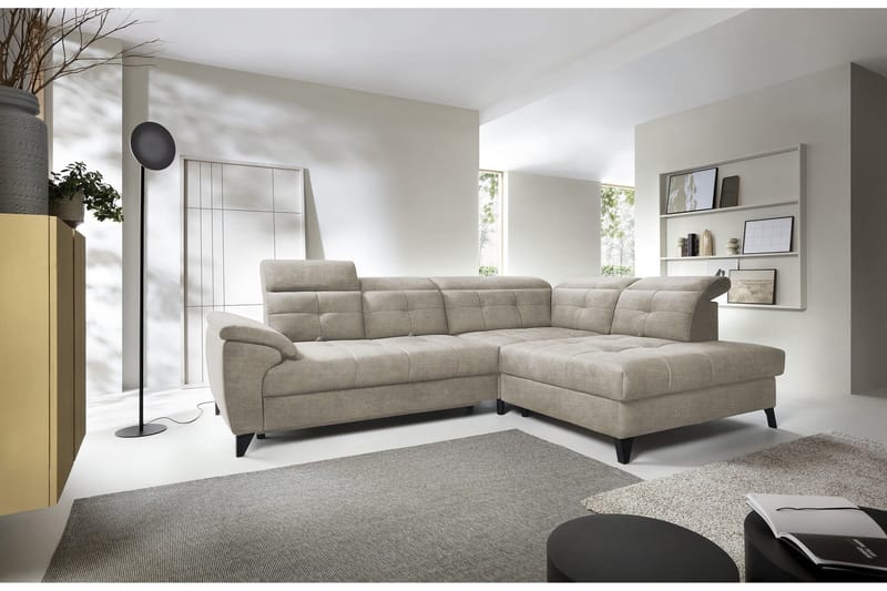 Inferne 5-seters Sofa med Sjeselong - Beige - Møbler - Sofaer - Sofaer med sjeselong