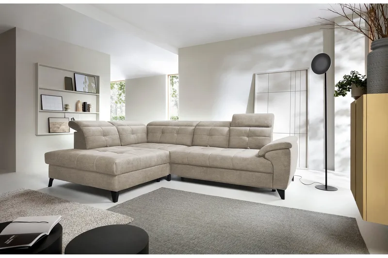 Inferne 5-seters Sofa med Sjeselong - Beige - Møbler - Sofaer - Sofaer med sjeselong
