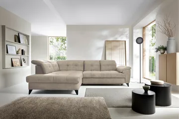 Inferne 5-seters Sofa med Sjeselong - Beige - Møbler - Sofaer - Sofaer med sjeselong