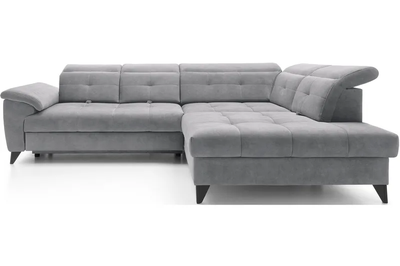 Inferne 5-seters Sofa med Sjeselong - Grå - Møbler - Sofaer - Fløyelssofaer