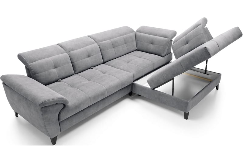 Inferne 5-seters Sofa med Sjeselong - Grå - Møbler - Sofaer - Fløyelssofaer