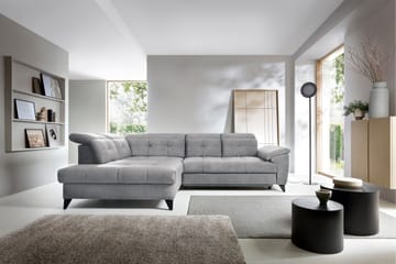 Inferne 5-seters Sofa med Sjeselong - Grå - Møbler - Sofaer - Fløyelssofaer