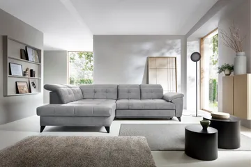 Inferne 5-seters Sofa med Sjeselong - Grå - Møbler - Sofaer - Fløyelssofaer