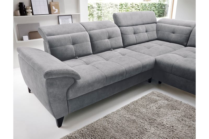 Inferne 5-seters Sofa med Sjeselong - Grå - Møbler - Sofaer - Fløyelssofaer