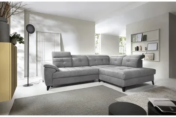 Inferne 5-seters Sofa med Sjeselong - Grå - Møbler - Sofaer - Fløyelssofaer