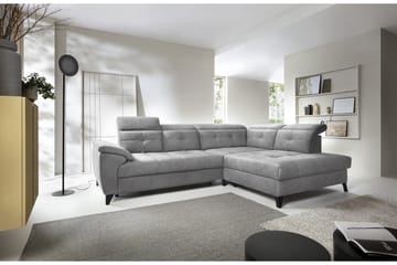 Inferne 5-seters Sofa med Sjeselong - Grå - Møbler - Sofaer - Fløyelssofaer
