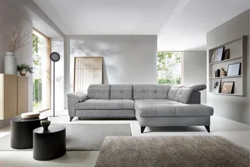 Inferne 5-seters Sofa med Sjeselong - Grå - Møbler - Sofaer - Fløyelssofaer