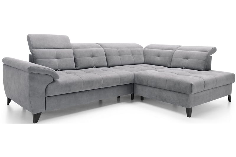 Inferne 5-seters Sofa med Sjeselong - Grå - Møbler - Sofaer - Fløyelssofaer
