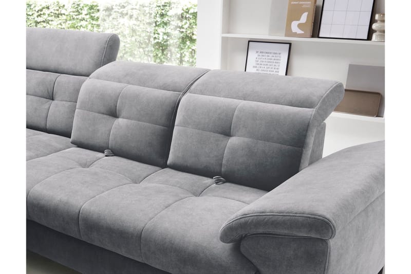 Inferne 5-seters Sofa med Sjeselong - Grå - Møbler - Sofaer - Fløyelssofaer