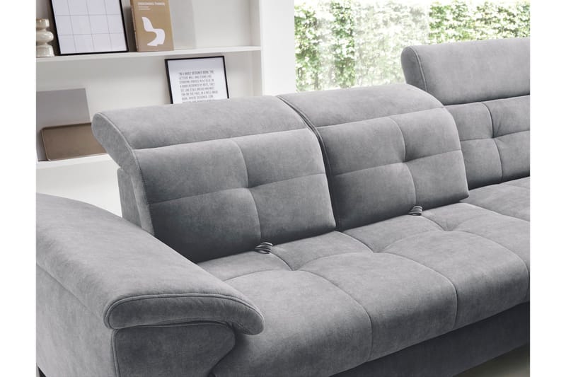 Inferne 5-seters Sofa med Sjeselong - Grå - Møbler - Sofaer - Fløyelssofaer