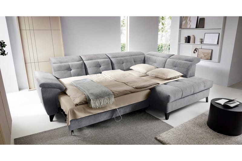 Inferne 5-seters Sofa med Sjeselong - Grå - Møbler - Sofaer - Fløyelssofaer