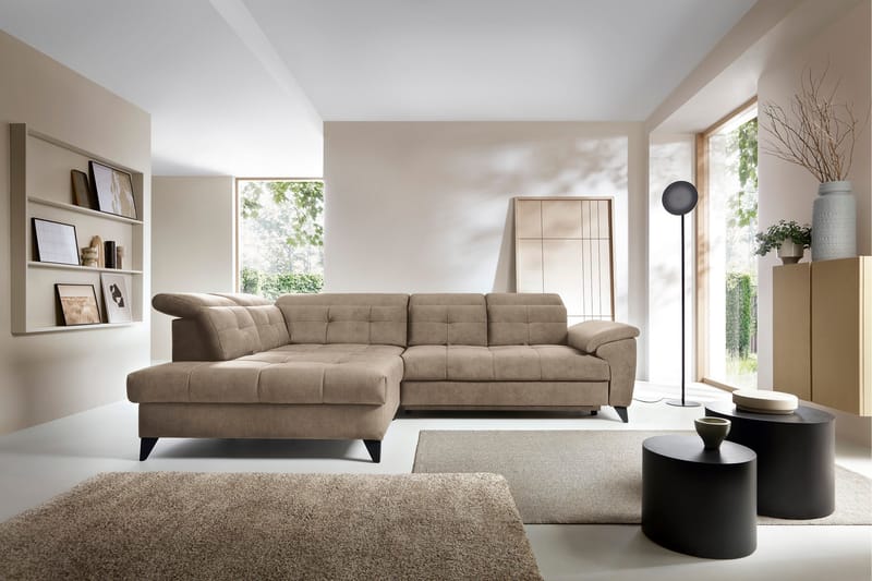 Inferne 5-seters Sofa med Sjeselong - Mørk beige - Møbler - Sofaer - Sofaer med sjeselong