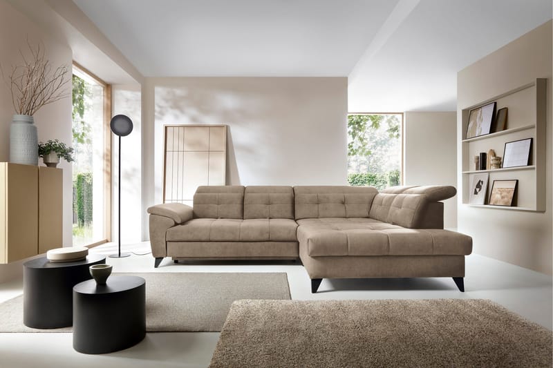 Inferne 5-seters Sofa med Sjeselong - Mørk beige - Møbler - Sofaer - Sofaer med sjeselong