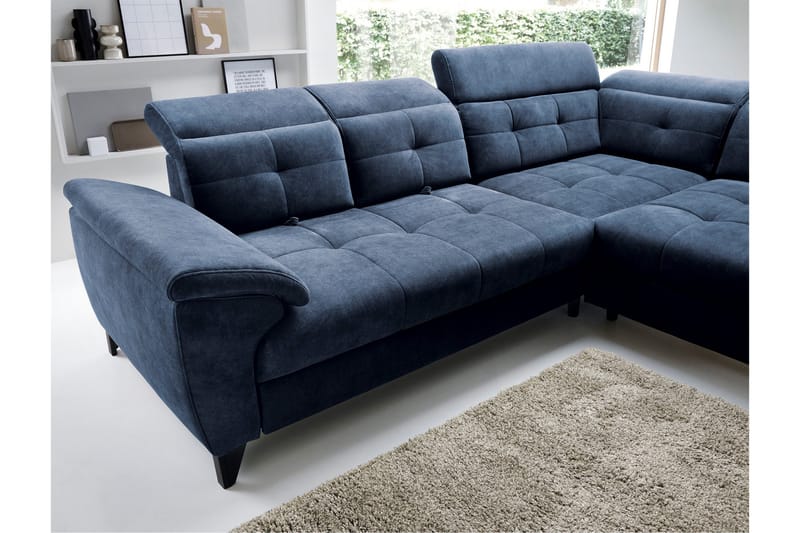 Inferne 5-seters Sofa med Sjeselong - Mørkeblå - Møbler - Sofaer - Sofaer med sjeselong