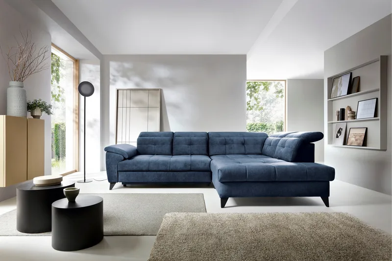 Inferne 5-seters Sofa med Sjeselong - Mørkeblå - Møbler - Sofaer - Sofaer med sjeselong