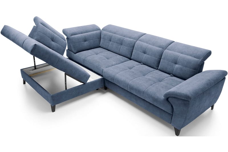 Inferne 5-seters Sofa med Sjeselong - Mørkeblå - Møbler - Sofaer - Sofaer med sjeselong