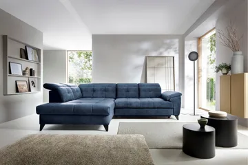 Inferne 5-seters Sofa med Sjeselong - Mørkeblå - Møbler - Sofaer - Sofaer med sjeselong