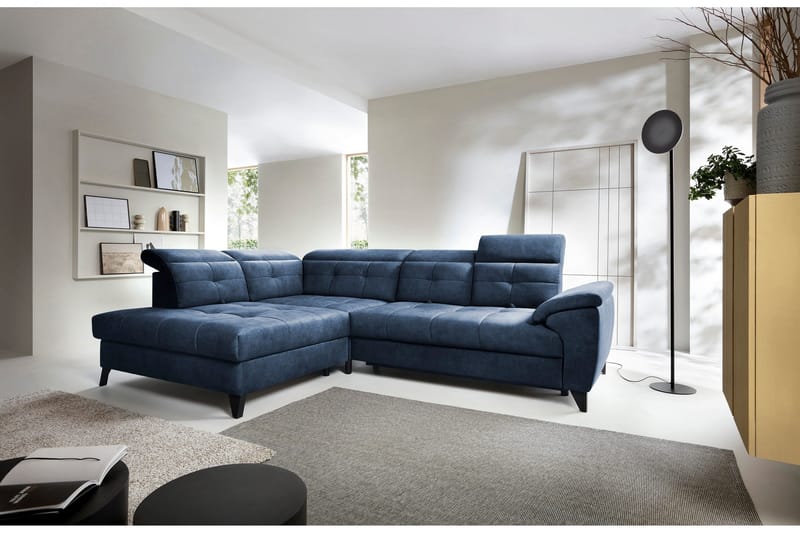 Inferne 5-seters Sofa med Sjeselong - Mørkeblå - Møbler - Sofaer - Sofaer med sjeselong