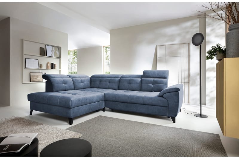 Inferne 5-seters Sofa med Sjeselong - Mørkeblå - Møbler - Sofaer - Sofaer med sjeselong