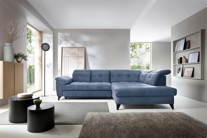 Inferne 5-seters Sofa med Sjeselong - Mørkeblå - Møbler - Sofaer - Sofaer med sjeselong