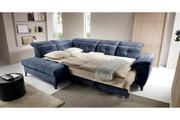 Inferne 5-seters Sofa med Sjeselong - Mørkeblå - Møbler - Sofaer - Fløyelssofaer