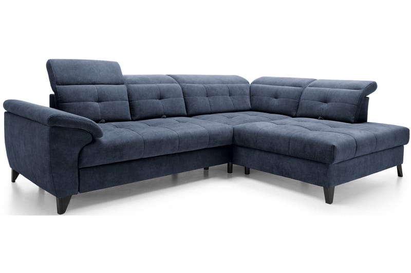 Inferne 5-seters Sofa med Sjeselong - Mørkeblå - Møbler - Sofaer - Fløyelssofaer