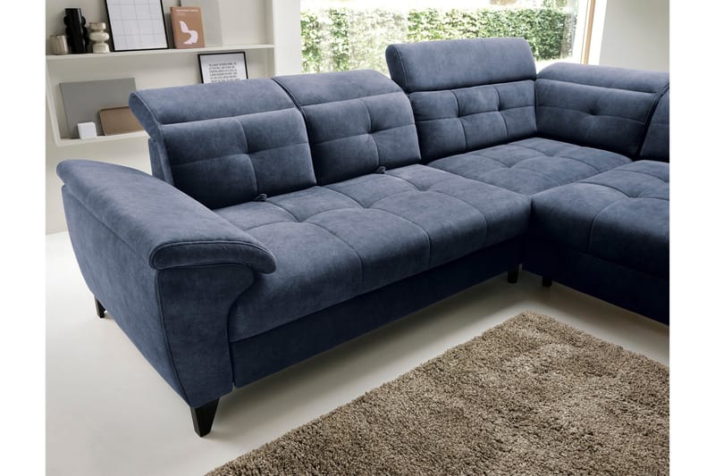 Inferne 5-seters Sofa med Sjeselong - Mørkeblå - Møbler - Sofaer - Fløyelssofaer