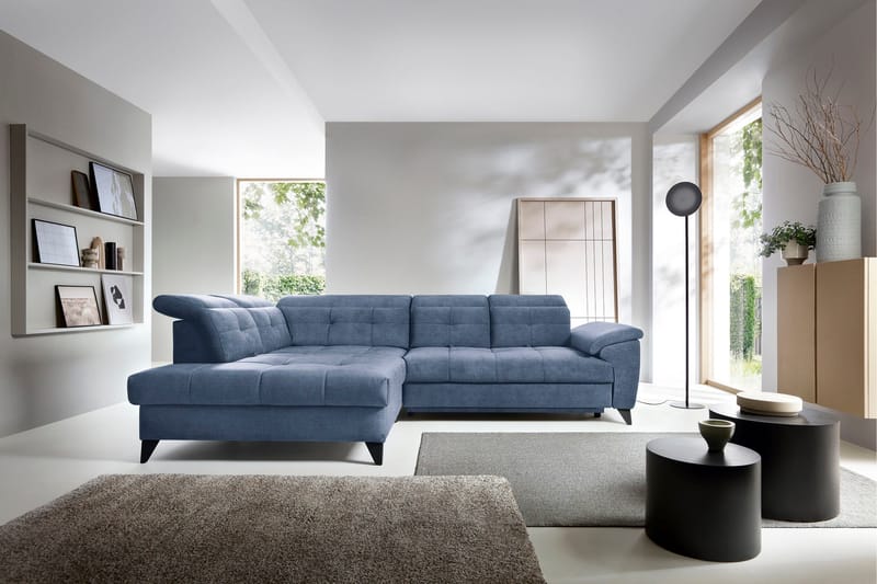 Inferne 5-seters Sofa med Sjeselong - Mørkeblå - Møbler - Sofaer - Sofaer med sjeselong