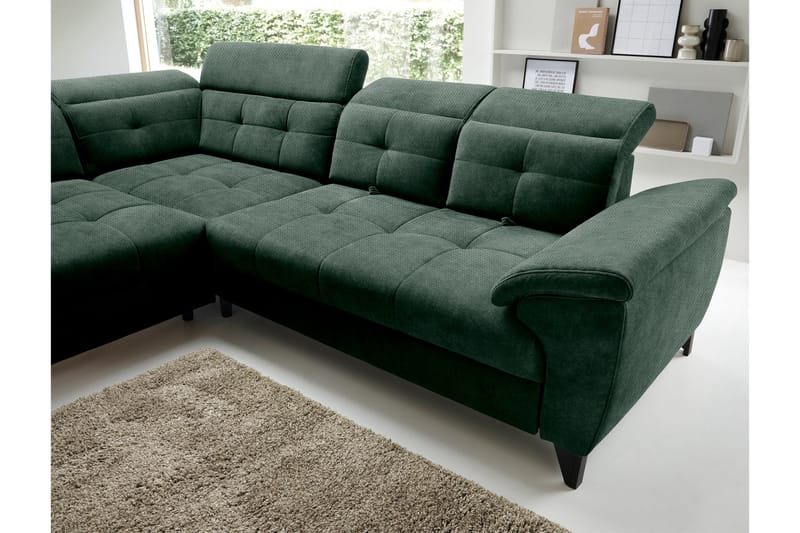 Inferne 5-seters Sofa med Sjeselong - Mørkegrønn - Møbler - Sofaer - Sofaer med sjeselong