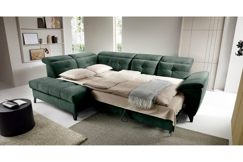 Inferne 5-seters Sofa med Sjeselong - Mørkegrønn - Møbler - Sofaer - Sofaer med sjeselong