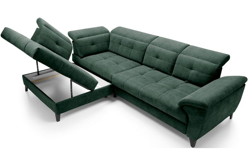 Inferne 5-seters Sofa med Sjeselong - Mørkegrønn - Møbler - Sofaer - Sofaer med sjeselong