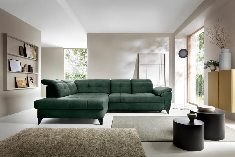 Inferne 5-seters Sofa med Sjeselong - Mørkegrønn - Møbler - Sofaer - Sofaer med sjeselong