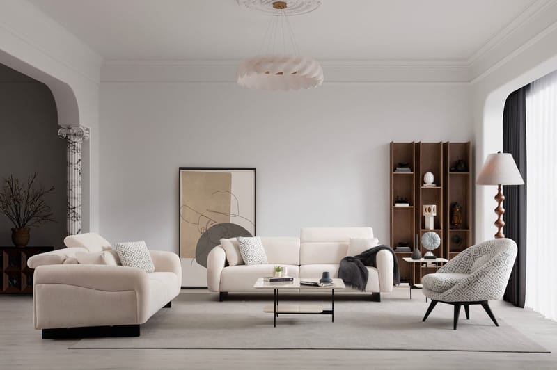 Ingang 3-seters sofa Chenille - Hvit - Møbler - Sofaer - 3 seter sofa