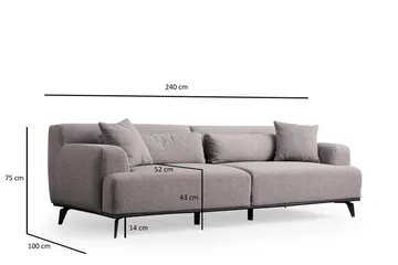 Jaguar 3-seters Sofa - Brun/Grå - Møbler - Sofaer - 3 seter sofa