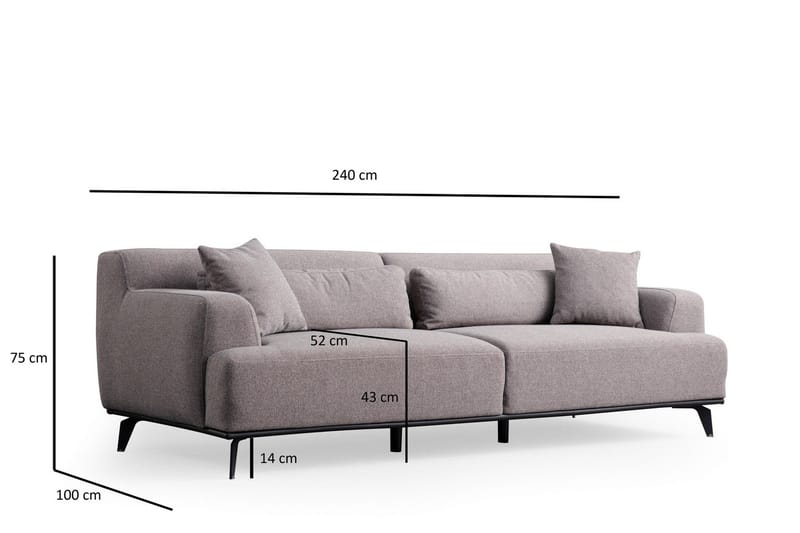 Jaguar 3-seters Sofa - Brun/Grå - Møbler - Sofaer - 3 seter sofa