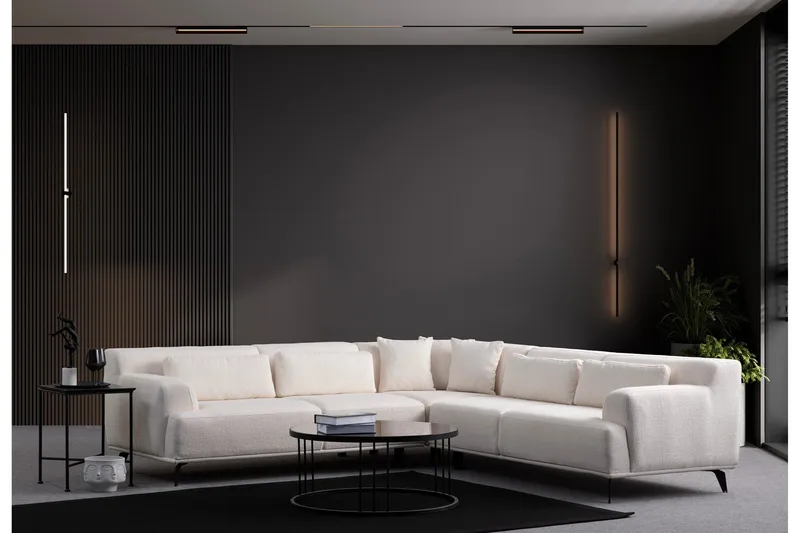 Jaguar 4-seters Sofa med Divan - Hvit - Møbler - Sofaer - Sofaer med sjeselong - 4 seters sofa med divan