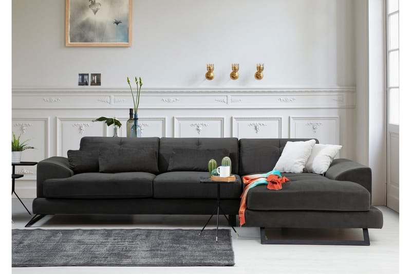 Jaraad Hjørnesofa med Divan Høyre - Svart - Møbler - Sofaer - Sofaer med sjeselong