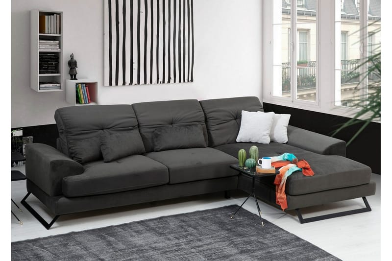 Jaraad Hjørnesofa med Divan Høyre - Svart - Møbler - Sofaer - Sofaer med sjeselong