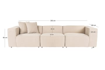 Kaolins Sofa 3-seter - Fersken - Møbler - Sofaer - Modulsofaer - Komplett modulsofa