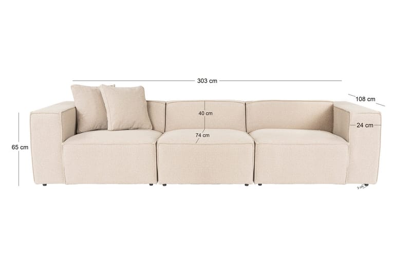Kaolins Sofa 3-seter - Fersken - Møbler - Sofaer - Modulsofaer - Komplett modulsofa