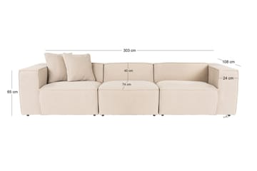 Kaolins Sofa 3-seter - Fersken - Møbler - Sofaer - 3 seter sofa