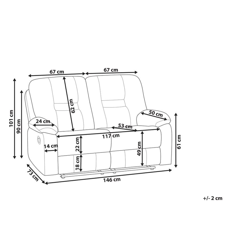2-seters sofa Bergen - Beige - Møbler - Sofaer - Reclinersofaer