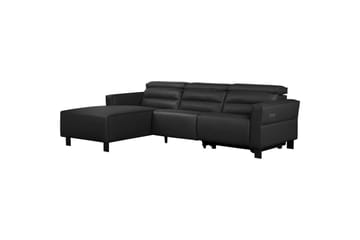 Reclinersofa med hjørne Loft24 Hjørnesofa Loft24 Carpari med elektrisk recliner Svart Venstrevendt Belfast-stoff - Møbler - Sofaer - Reclinersofaer - 3 seters kinosofa & reclinersofa