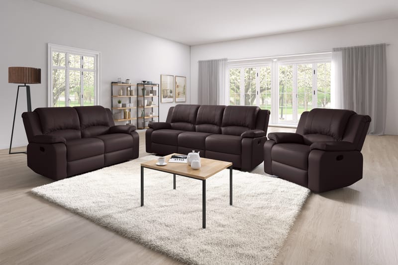 Reclinersofa Navarro 3-seter Kunstlær - Brun - Reclinersofaer - 3 seters kinosofa & reclinersofa