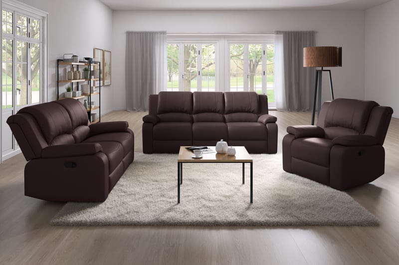 Reclinersofa Navarro 3-seter Kunstlær - Brun - Reclinersofaer - 3 seters kinosofa & reclinersofa