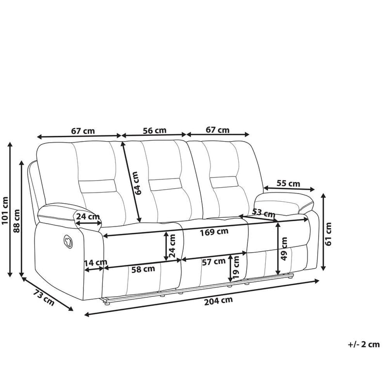 3-seters sofa Rovik - Beige - Møbler - Sofaer - Reclinersofaer