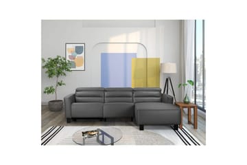 Carpari 3-seter Høyre L-formet Hjørnesofa med Recliner i Kunstlær - Grå - Møbler - Sofaer - Reclinersofaer