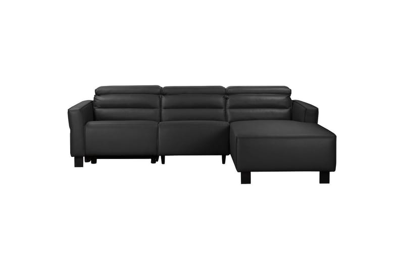 Carpari 3-seter Høyre L-formet Hjørnesofa med Recliner i Kunstlær, Svart